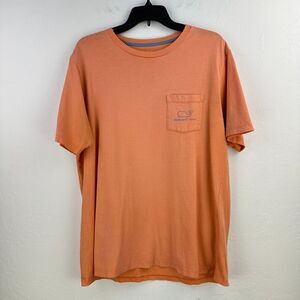 Vineyard Vines Tshirt Mens Large Pink Cotton Logo Pocket Tee Southern‎ Nautical